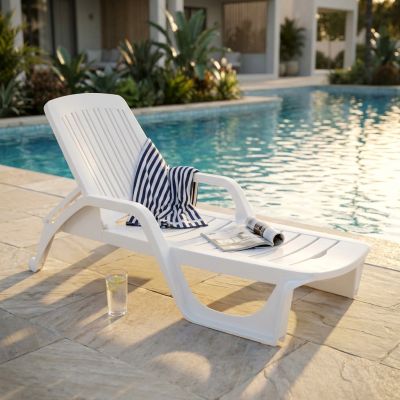 ZANZIBAR - lettino da giardino in plastica con ruote