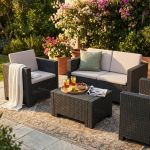 COLORADO - salotto da giardino completo di cuscini intreccio in rattan sintetico