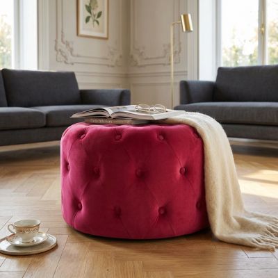 AURA - pouf rotondo in velluto