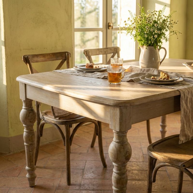 CROSS - tavolo vintage allungabile in legno con piano stondato