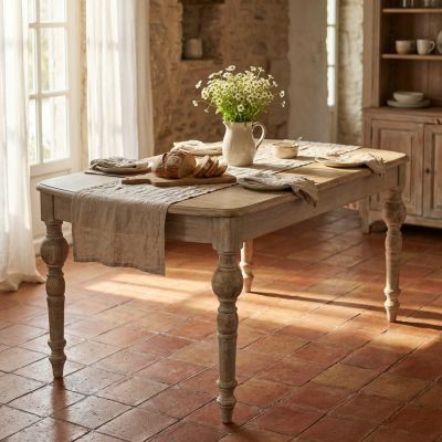 CROSS - tavolo vintage allungabile in legno con piano stondato