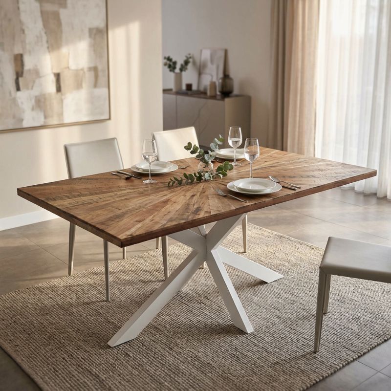 DENNY - tavolo con piano in legno massiccio