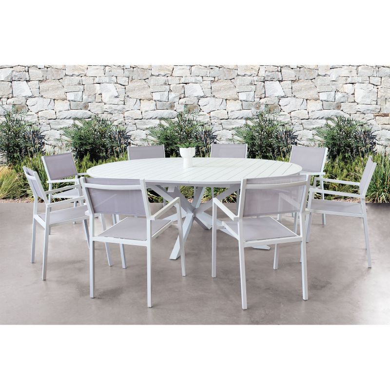 ARTORIUS - tavolo rotondo da giardino in alluminio allungabile 150/200 x 150