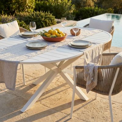 ARTORIUS - tavolo rotondo da giardino in alluminio allungabile 150/200 x 150