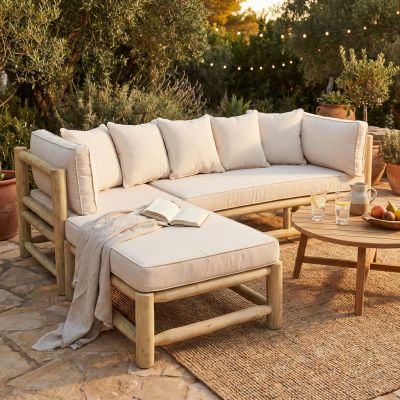 VENTURA - divano in teak da esterno con chaise longue