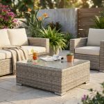 CAMBRIA - tavolino per salotto modulare da esterno in alluminio e wicker