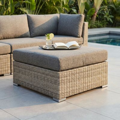 CAMBRIA - poggiapiedi per salotto modulare da esterno in alluminio e wicker