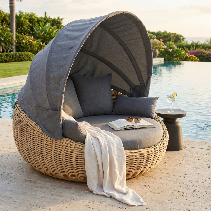 PARADISE - conchiglione da esterno in alluminio e wicker