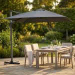 LIFT - ombrellone da giardino decentrato 3 x 4 con palo effetto legno