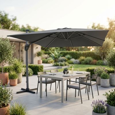 LIFT - ombrellone da giardino decentrato 3 x 4 con palo effetto legno