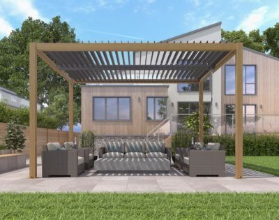 COMET - pergola bioclimatica 3 x 4 effetto legno