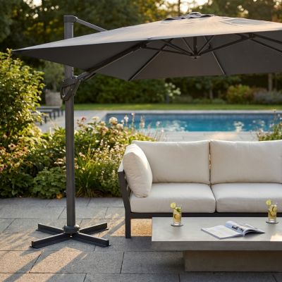 LIFT - ombrellone da giardino decentrato 3 x 3 con palo effetto legno