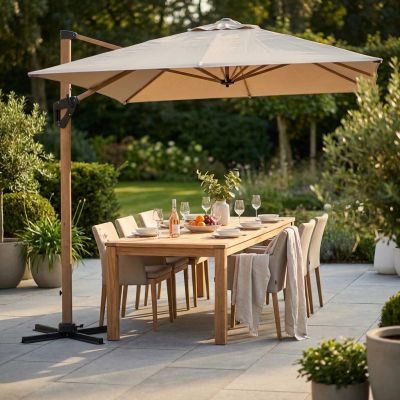 LIFT - ombrellone da giardino decentrato 3 x 4 con palo effetto legno
