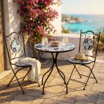 PICASSO - set due sedie pieghevoli e tavolo rotondo con decori