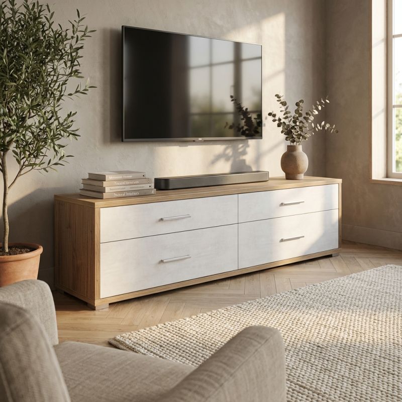 DOMA - porta tv moderno con 4 cassetti