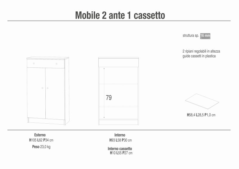 KLASS - mobiletto da ingresso portaoggetti