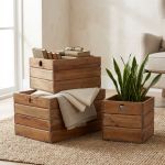 SUSAN - set di 3 cassette in legno di mogano