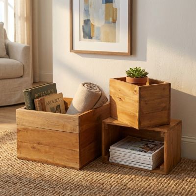 SMITH - set di 3 cassette in legno di mogano