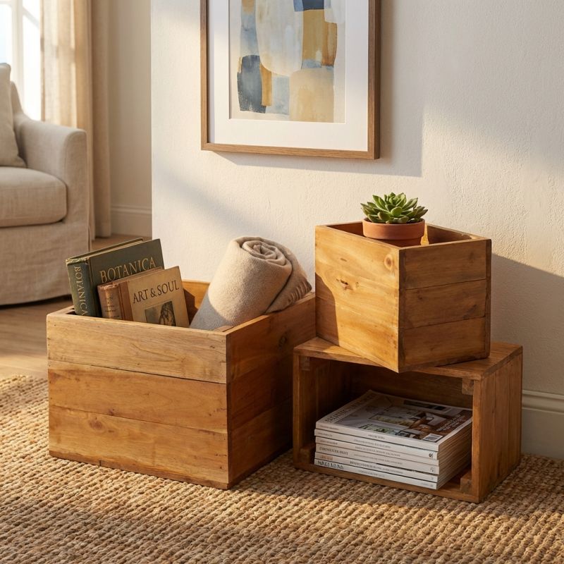 SMITH - set di 3 cassette in legno di mogano