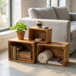 SMITH - set di 3 cassette in legno di mogano