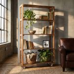 WINKY - mobile in legno riciclato con 5 ripiani su ruote