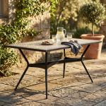 BRAIS - tavolo con piano rettangolare e mosaico beige e antracite