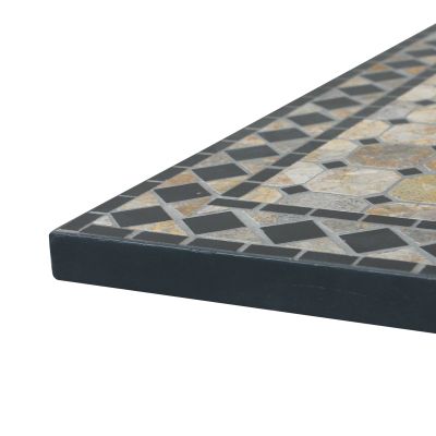 BRAIS - tavolo con piano rettangolare e mosaico beige e antracite