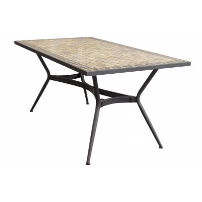 BRAIS - tavolo con piano rettangolare e mosaico beige e antracite