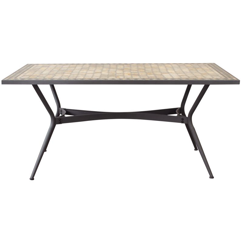 BRAIS - tavolo con piano rettangolare e mosaico beige e antracite