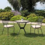 BRAIS - tavolo con piano rotondo e mosaico beige e antracite