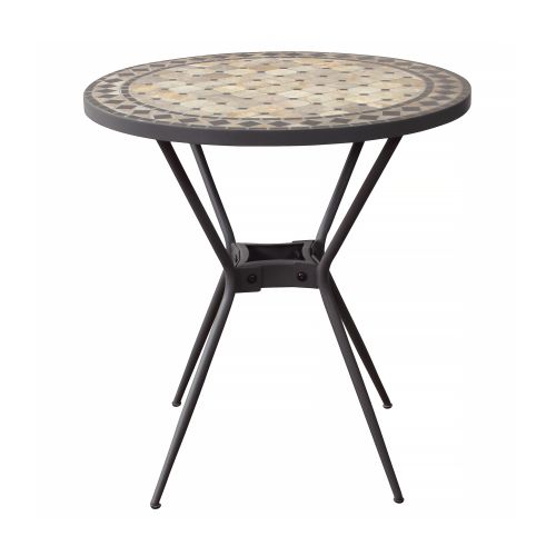 BRAIS - tavolo con piano rotondo e mosaico beige e antracite