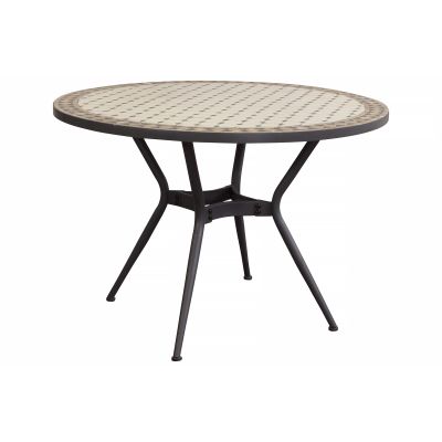 ANXO - tavolo con piano rotondo e mosaico beige e antracite