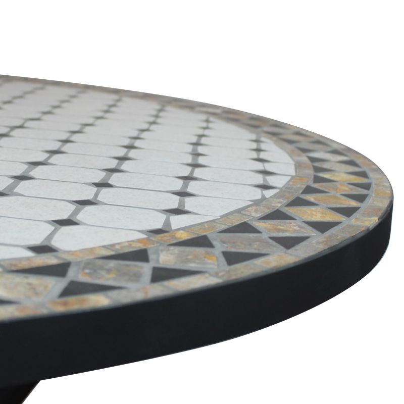 ANXO - tavolo con piano rotondo e mosaico beige e antracite
