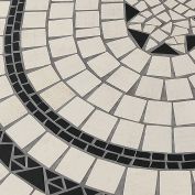 MELILLA - tavolo con piano ovale e mosaico beige e antracite