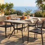 ANXO - tavolo con piano rettangolare e mosaico beige e antracite