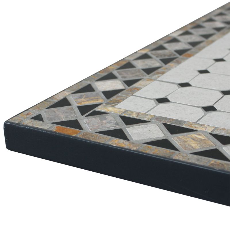 ANXO - tavolo con piano rettangolare e mosaico beige e antracite