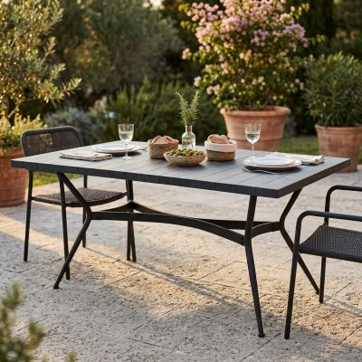 EVON - tavolo con piano rettangolare e mosaico antracite