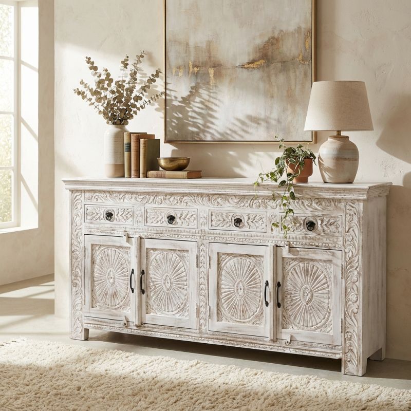 CARMEN - mobile in legno di mango con 4 ante e 4 cassetti