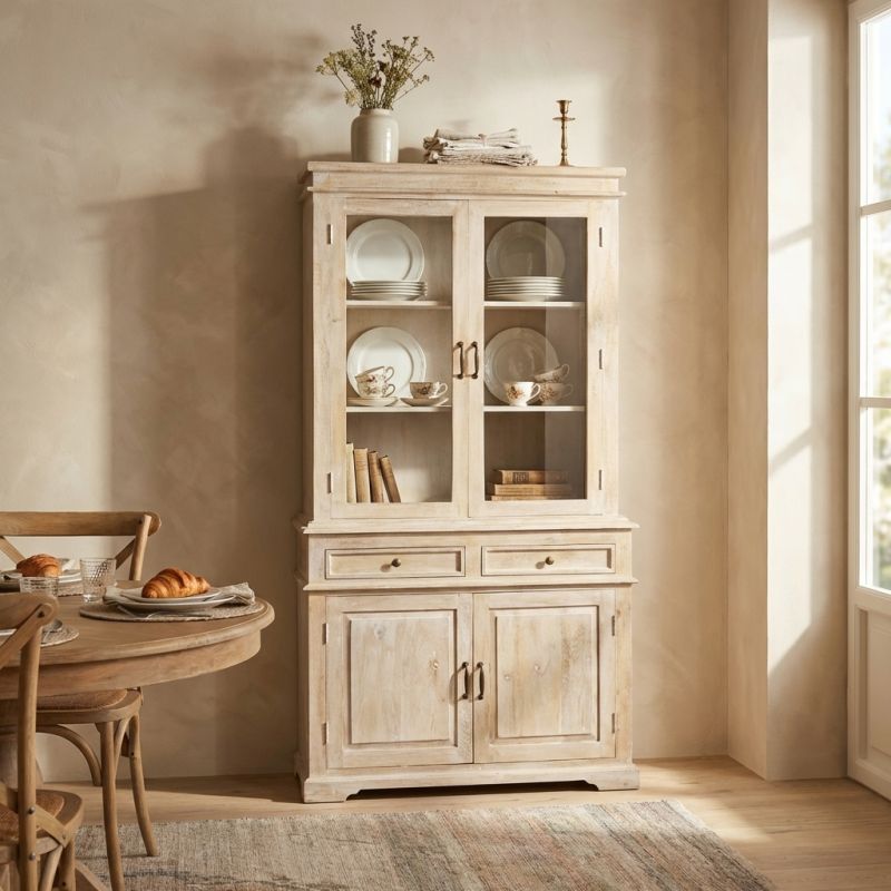 ALTER - credenza con vetrina in legno di mango