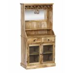 STILLER - mobile in legno di mango con 2 ante, 2 cassetti e porta bicchieri