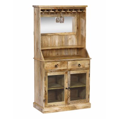 STILLER - mobile in legno di mango con 2 ante, 2 cassetti e porta bicchieri