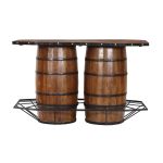 HALIFAX - tavolo in legno di mango con 2 botti