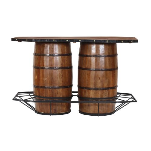 HALIFAX - tavolo in legno di mango con 2 botti