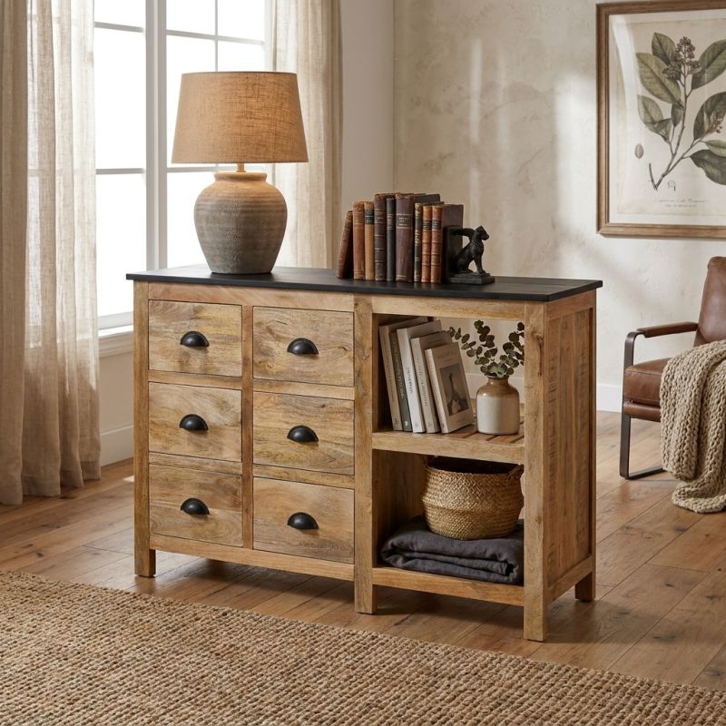 ORLANDO - mobile in legno di mango con 6 cassetti e 2 vani