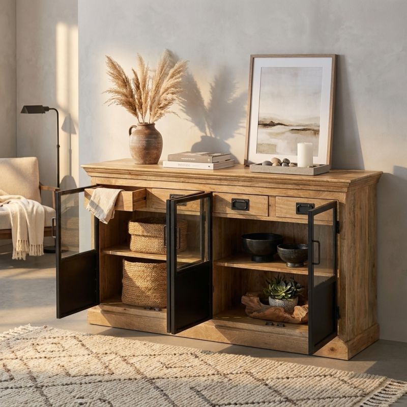 SIENNA - mobile in legno di mango con 2 ante