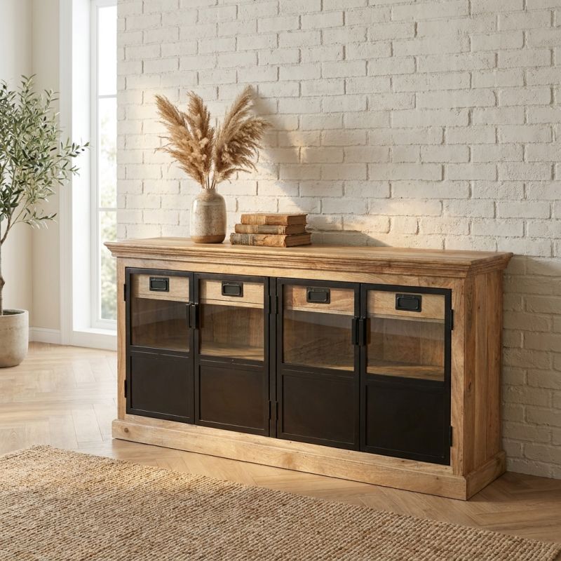 SIENNA - mobile in legno di mango con 2 ante