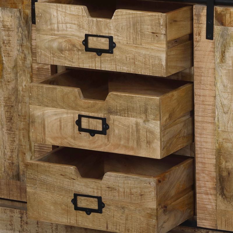 PETRA - mobile in legno di mango con 2 ante, 3 mensole e 3 cassetti
