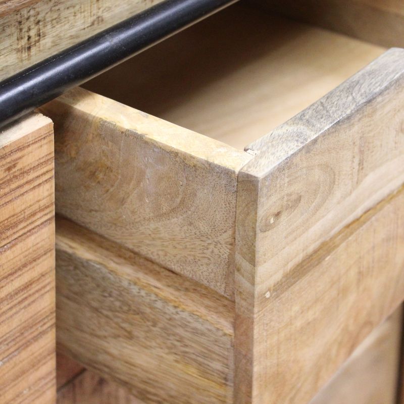 PETRA - mobile in legno di mango con 2 ante, 3 mensole e 3 cassetti