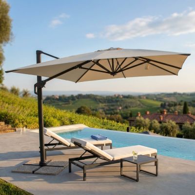 DRAX - ombrellone 3x4 m con palo laterale e telo in nylon
