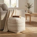 JUPITER - pouf in lana avorio con decoro 40 x 40